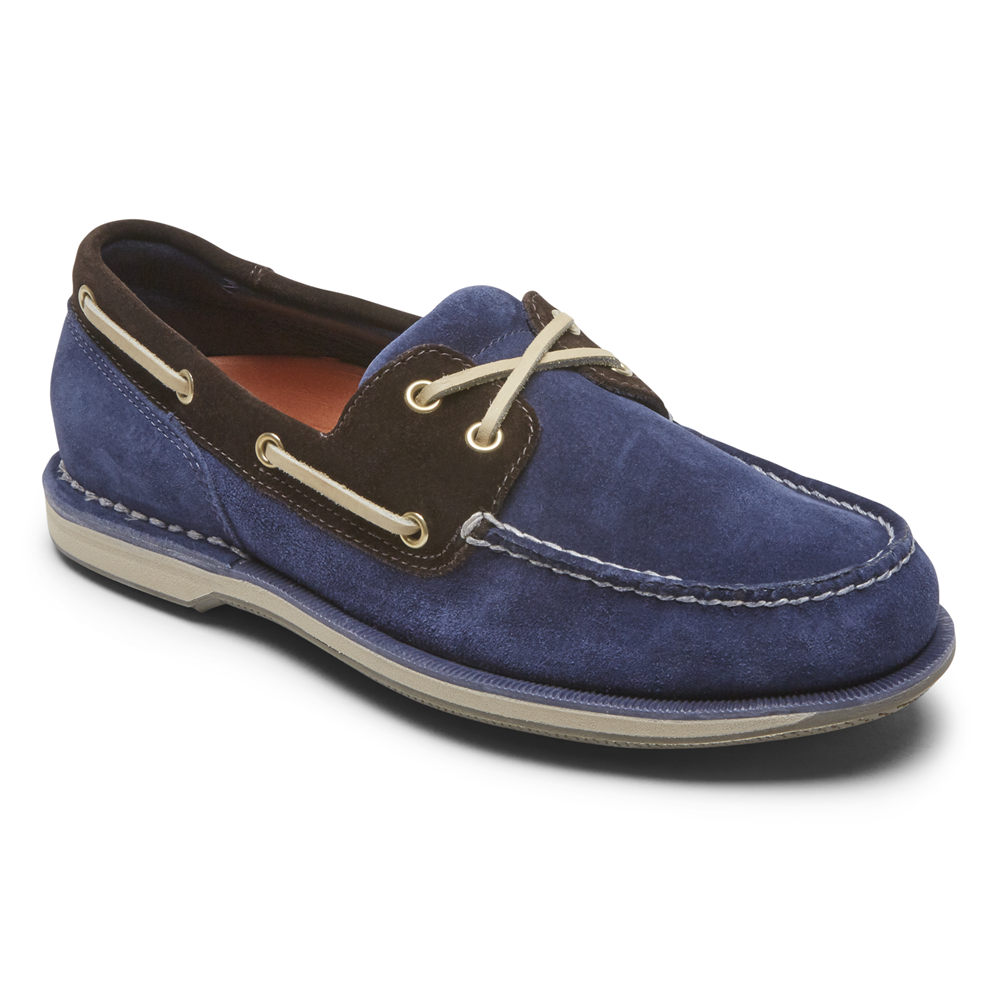 Rockport Boat Shoes For Mens Blue - Perth - FD6451089